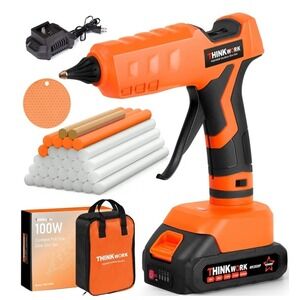 THINKWORK | Heavy Duty Cordless Glue Gun Orange 100W 20V PGG100W